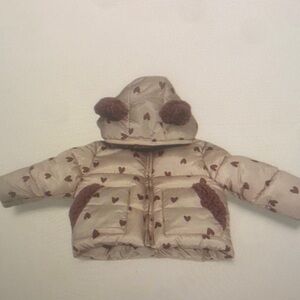 Cute Heart Patterned Hooded Jacket